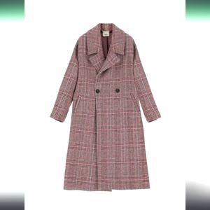 Striped double-breasted coat